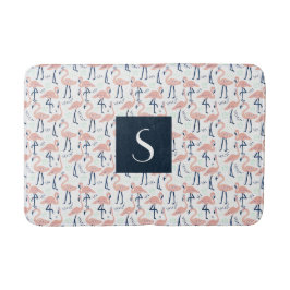 Tapete De Banheiro Monograma Flamingo Rosa Moderno
