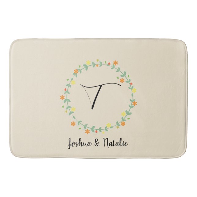 Tapete De Banheiro Monograma Floral (Frente)