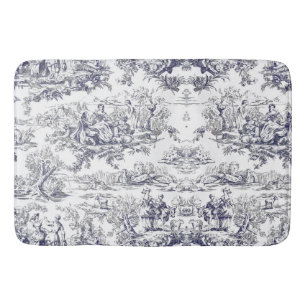 Tapete De Banheiro Monograma floral preto de jouy