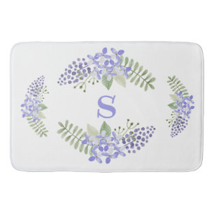 Tapete De Banheiro Monograma Floral Roxo Elegante