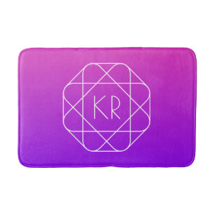 Tapete De Banheiro Monograma Geométrico Legal Magenta Violeta Roxo