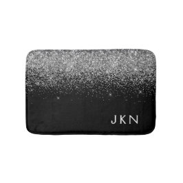Tapete De Banheiro Monograma Glitter Preto Prata Nome Inicial Feminin