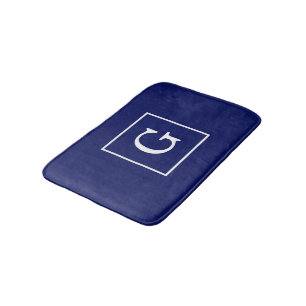 Tapete De Banheiro Monograma inicial com quadro branco azul marinho