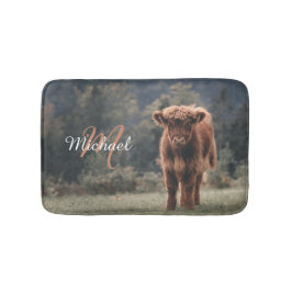 Tapete De Banheiro Monograma inicial de erva de outono de vitelo de p