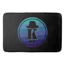 Tapete De Banheiro Monograma Inicial De Omã Azul Para Homens