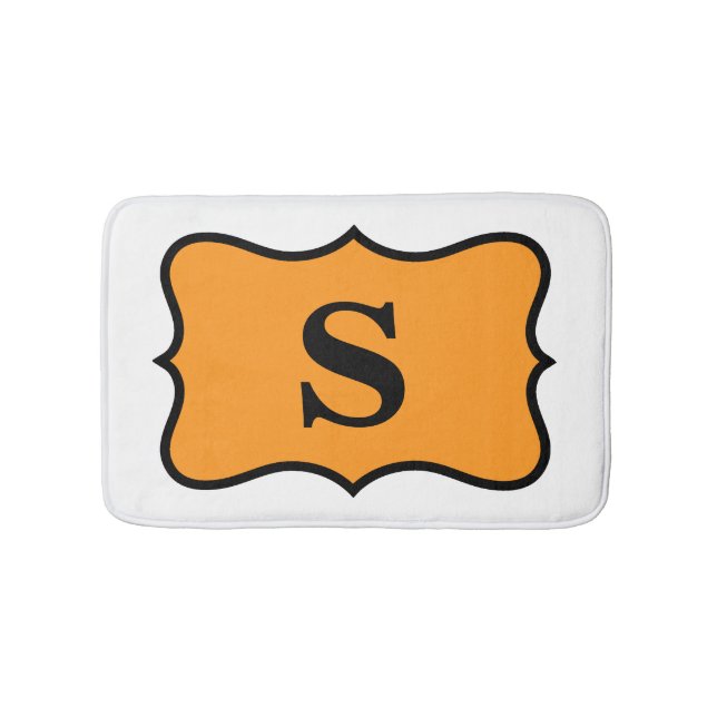 Tapete De Banheiro Monograma Laranja Branco Decoração Inicial (frente)