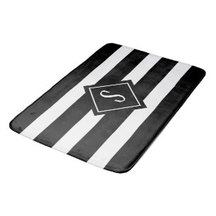 Tapete De Banheiro Monograma Mineral Negro Mínimo Moderno
