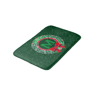 Tapete De Banheiro Monograma Minimalista com Coroa em VERDE