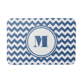 Tapete De Banheiro Monograma Moderna Chevron Listrado Azul
