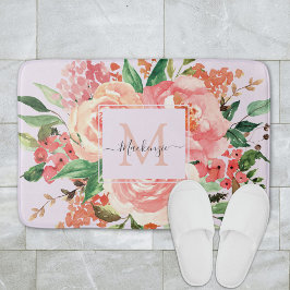 Tapete De Banheiro Monograma Moderna Rosa Flor Floral Primavera