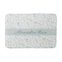 Monograma Nome Flor Silvestre Aquarela Roxo Azul