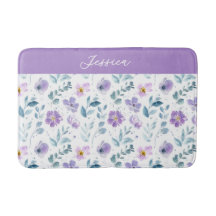 Monograma Nome Flor Silvestre Aquarela Roxo Verde