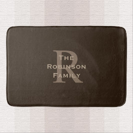Tapete De Banheiro Monograma Nome Marrom e Bege Personalizado 