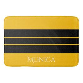 Tapete De Banheiro monograma nome preto e amarelo moderno