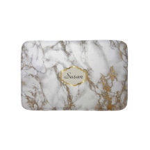 Monograma personalizado Bath Mat, dourado falso, c