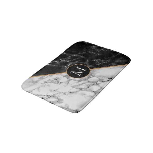 Tapete De Banheiro Monograma Personalizado Bath Mat Marble Design (Angulado)