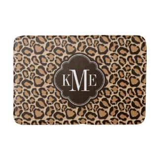 Tapete De Banheiro Monograma Personalizado de Impressão Castanho e Le