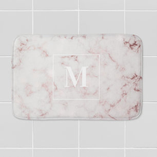 Tapete De Banheiro Monograma Personalizado em Mármore Dourado Rosa