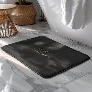 Tapete De Banheiro Monograma preto Dourado   Elegante minimalista mod