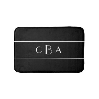 Tapete De Banheiro Monograma Preto e Branco