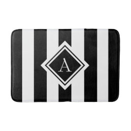 Tapete De Banheiro Monograma preto e branco moderno com risca