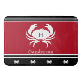 Tapete De Banheiro Monograma Red Black White Crab Rug Náutico