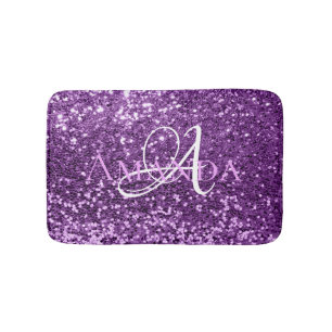 Tapete De Banheiro Monograma roxo ultravioleta do nome do brilho