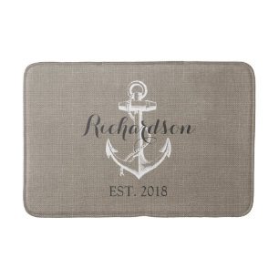 Tapete De Banheiro Monograma Rustic Vintage Anchor Wedding
