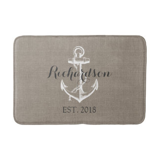 Tapete De Banheiro Monograma Rustic Vintage Anchor Wedding