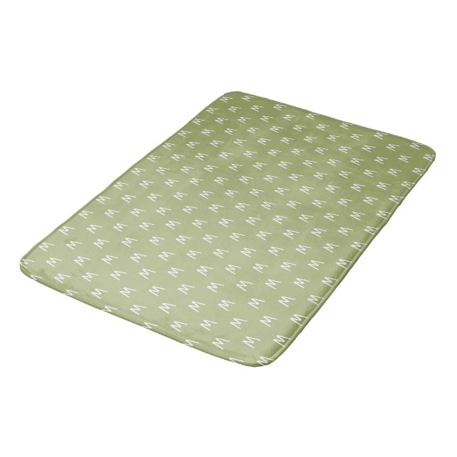 Tapete De Banheiro Monograma Verde Branco Chic (Angulado)