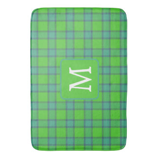 Tapete De Banheiro Monograma xadrez moderno e elegante verde e azul