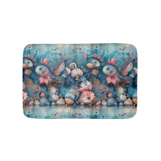 Tapete De Banheiro Moradores de peixes engraçados do mar de soja (frente)