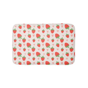Tapete De Banheiro Morangos Doce e Corações Bath Mat