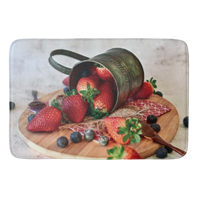 Tapete De Banheiro Morangos, Frutas e doces (Frente)