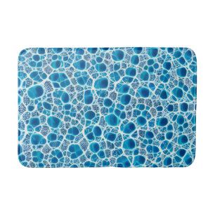 Tapete De Banheiro Mosaico Abstrato de gelo Azul e Branca Fantasia
