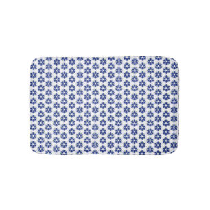 Tapete De Banheiro Mosaico Floral marinho Azul