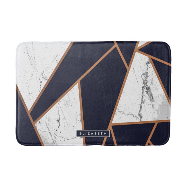 Tapete De Banheiro Mosaico marinho Azul Marble (Frente)