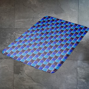 Tapete De Banheiro Mosaico moderno em preto, azul real e azul claro