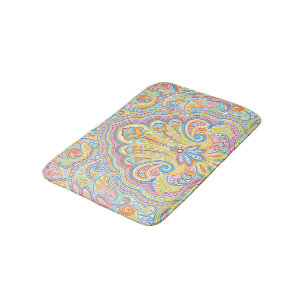 Tapete De Banheiro Motif de Arte Floral Rosa Verde limão Laranja Pais