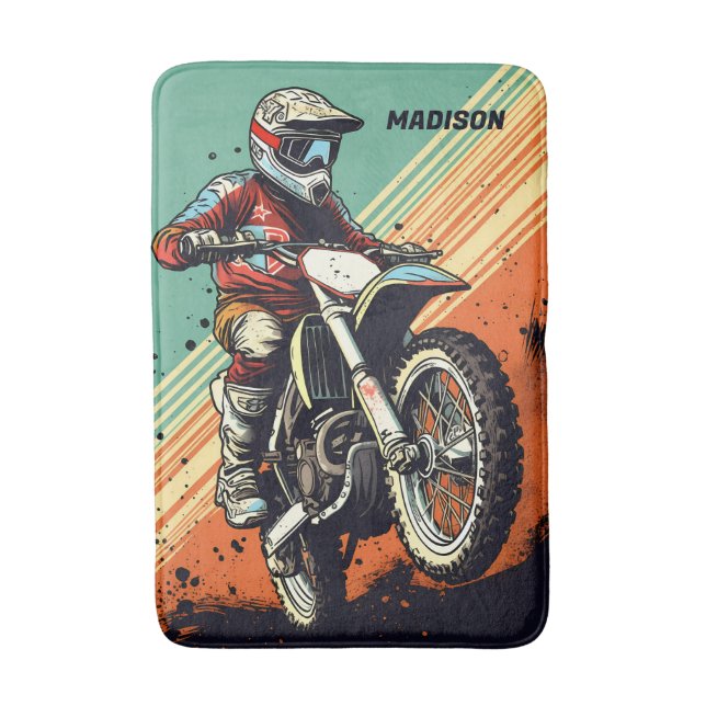Tapete De Banheiro Motocross de nome personalizado (Frente Vertical)