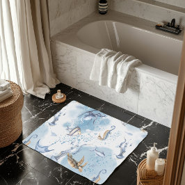 Tapete De Banheiro Mundo Submarino Whimsical - Padrão de Criaturas Ma