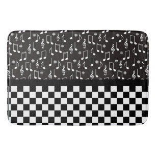 Tapete De Banheiro Música e Quadro de Seleção Preto e Branco