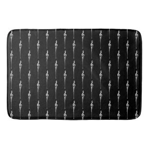 Tapete De Banheiro Música Motif Derretendo Treble Clef Branco e Preto