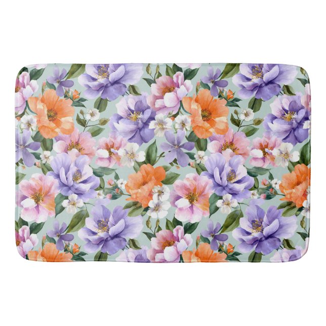 Tapete De Banheiro Muted Colorful Flowers Boho flower  (Frente)