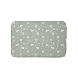 Tapete De Banheiro Muted Sage Green And White Wildflower Pattern