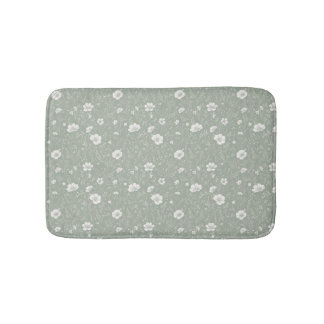 Tapete De Banheiro Muted Sage Green And White Wildflower Pattern