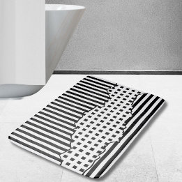 Tapete De Banheiro Na moda strips Azulejos irregulares preto e branco