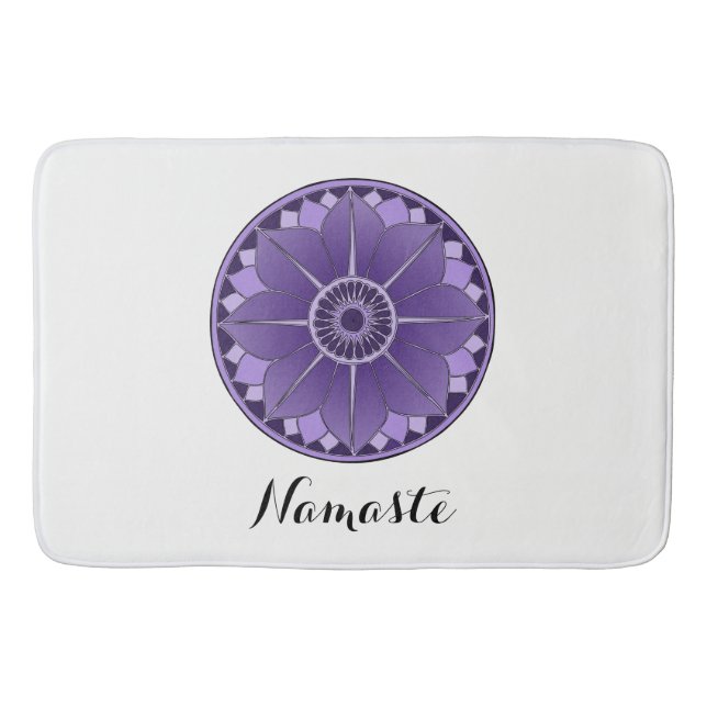 Tapete De Banheiro NAMASTE Flor Roxo Espiritual Lotus Mandala (Frente)