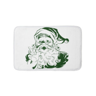Tapete De Banheiro Natais vintages, Jolly Papai Noel em Verde