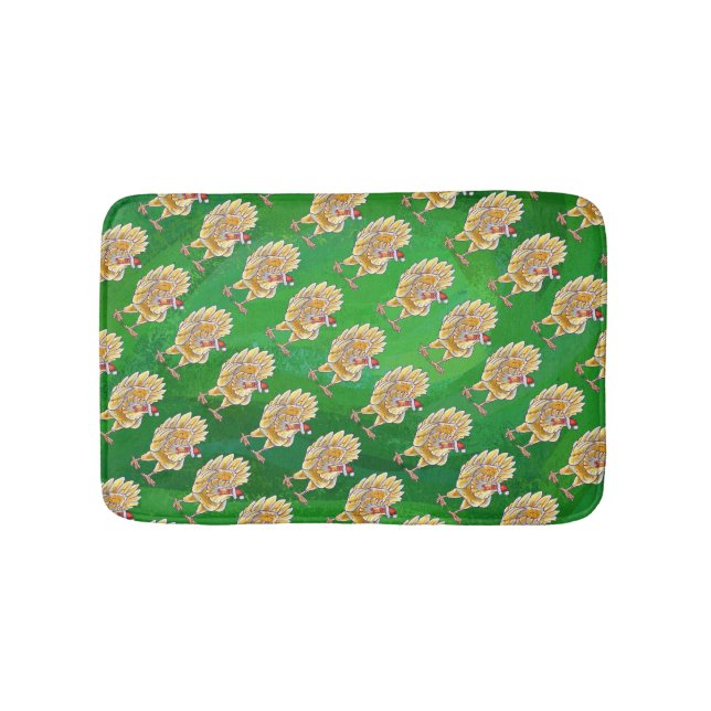 Tapete De Banheiro Natal De Frango Em Verde (frente)